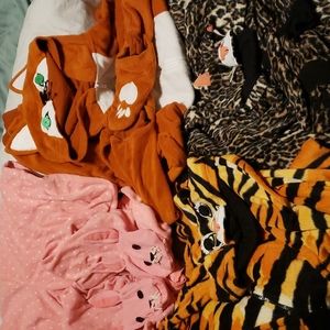 Bundle of 5 onesies with hoods and pockets